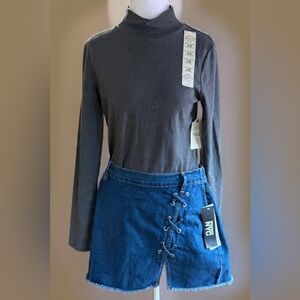 Women's Denim Lace Up & Elastic Waist Band Skirt Medium (8-10)